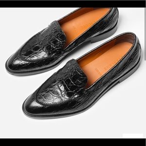Everlane modern croc embossed loafers shoes black